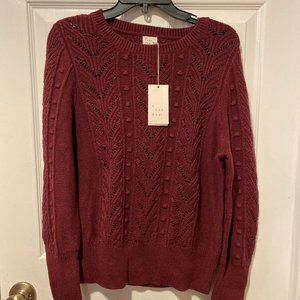 Long Sleeve Crewneck Stitch Detail Pullover